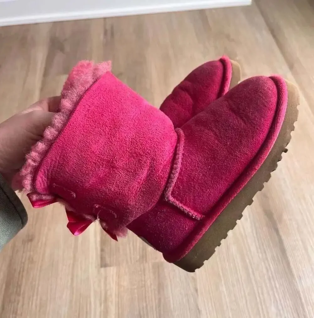 UGG, Toddler Suede Bailey Bow Winter Boots, Hot Pink, Lined, 9C